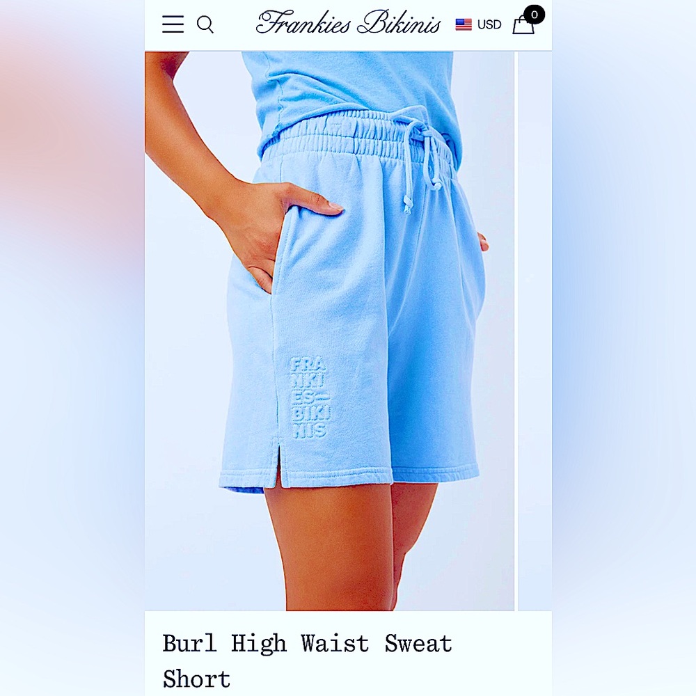 Frankie's Bikinis Sky Blue High Waist Shorts